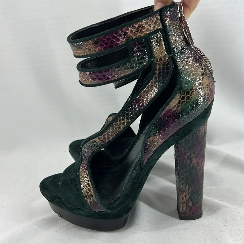 Rachel Zoe Payton Suede and snake Platform Heels